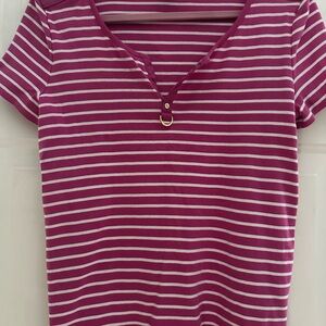 Vintage XL EUC Ralph Lauren Pink and White Striped Tee